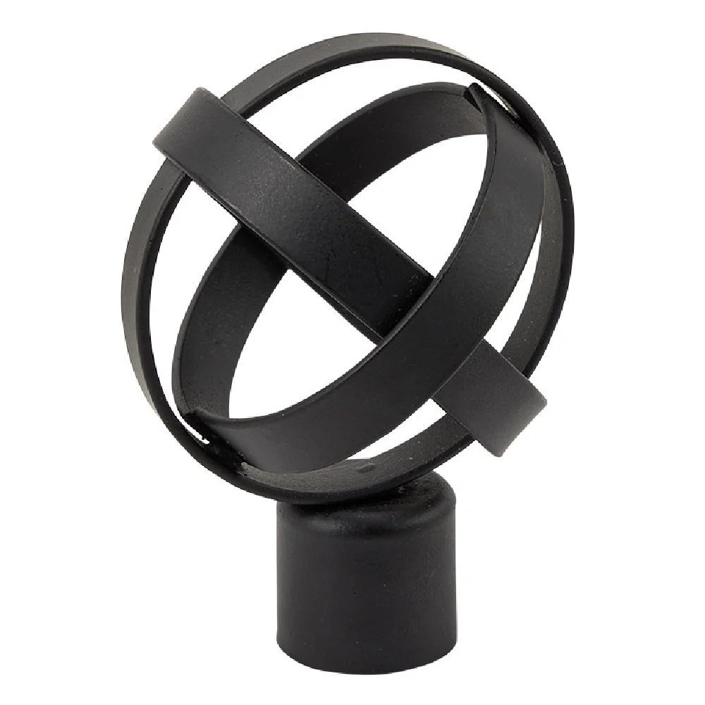 Embout tringle à rideau Ø20mm métal forme spirale noir mat x2