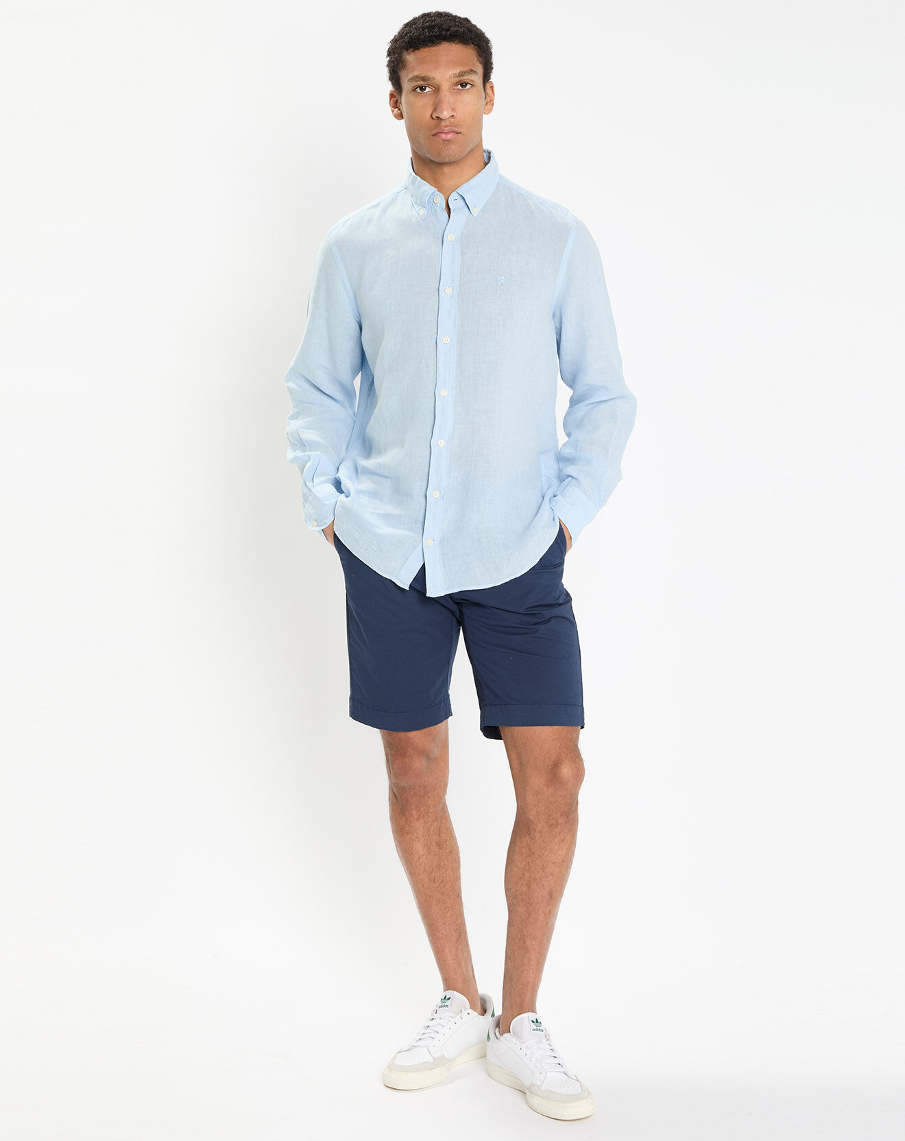Hackett London Chemise 100% Lin Slim Fit bleu ciel