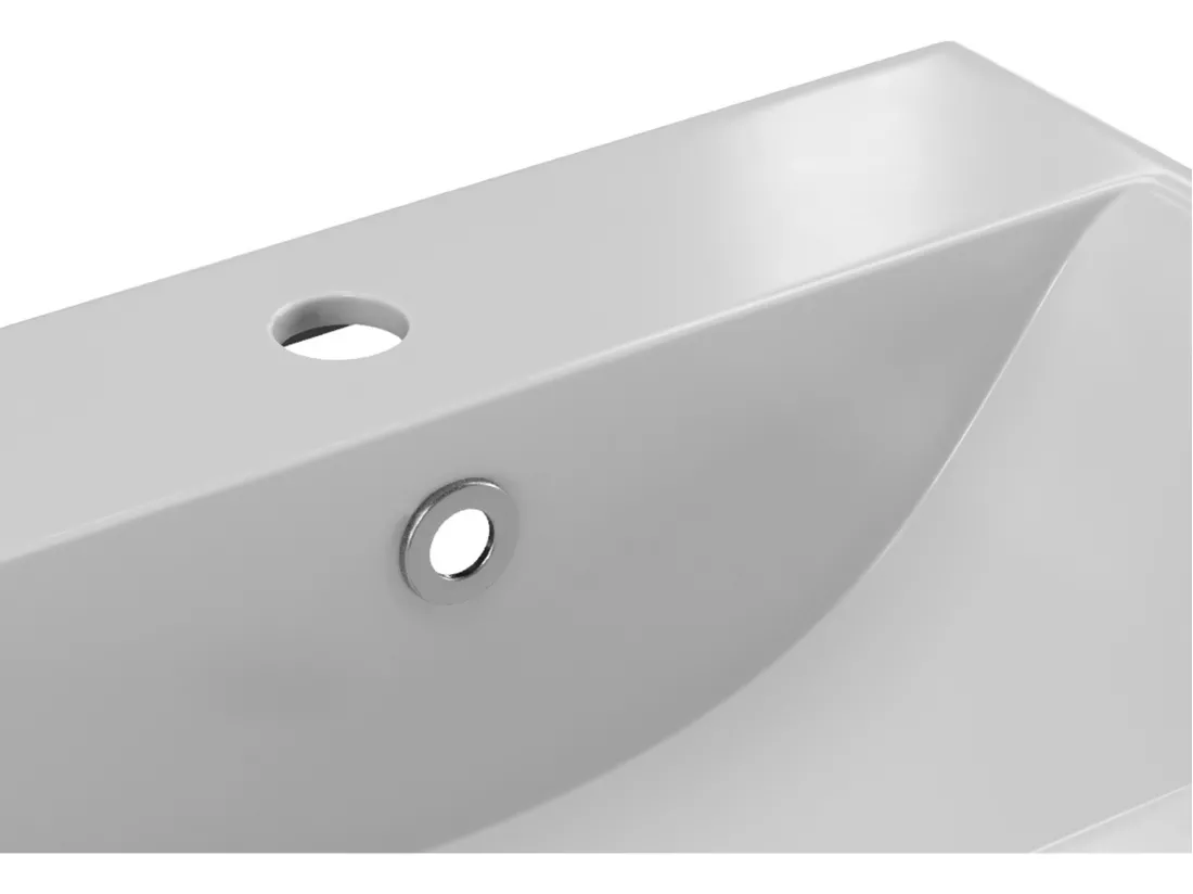 Vasque de salle de bain semi-encastrée rectangle en céramique - L51,5 cm - Blanc - YASMAC II