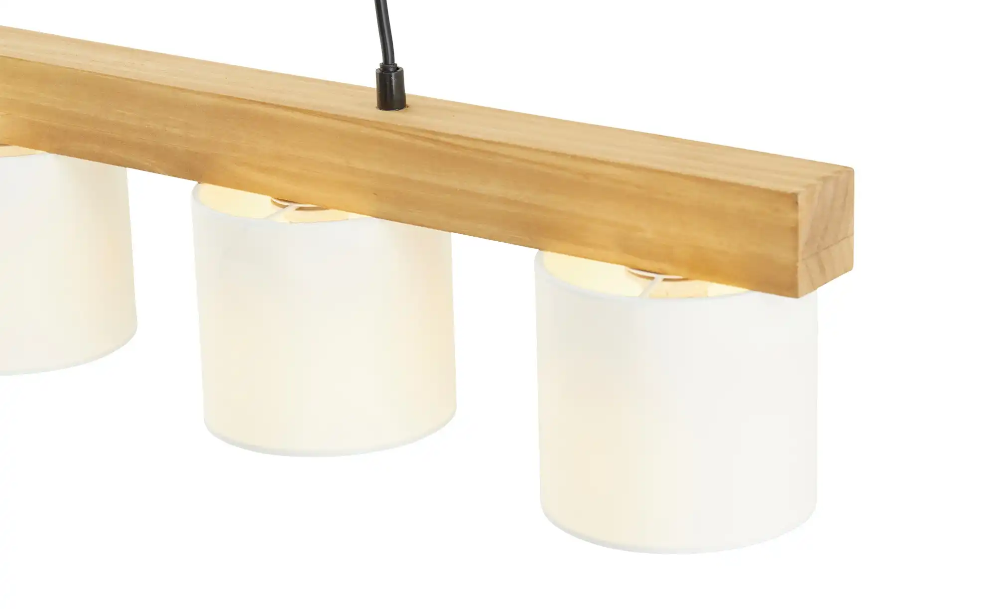 Trio Pendelleuchte, 4-flammig, Holz/ Stoffschirm weiß