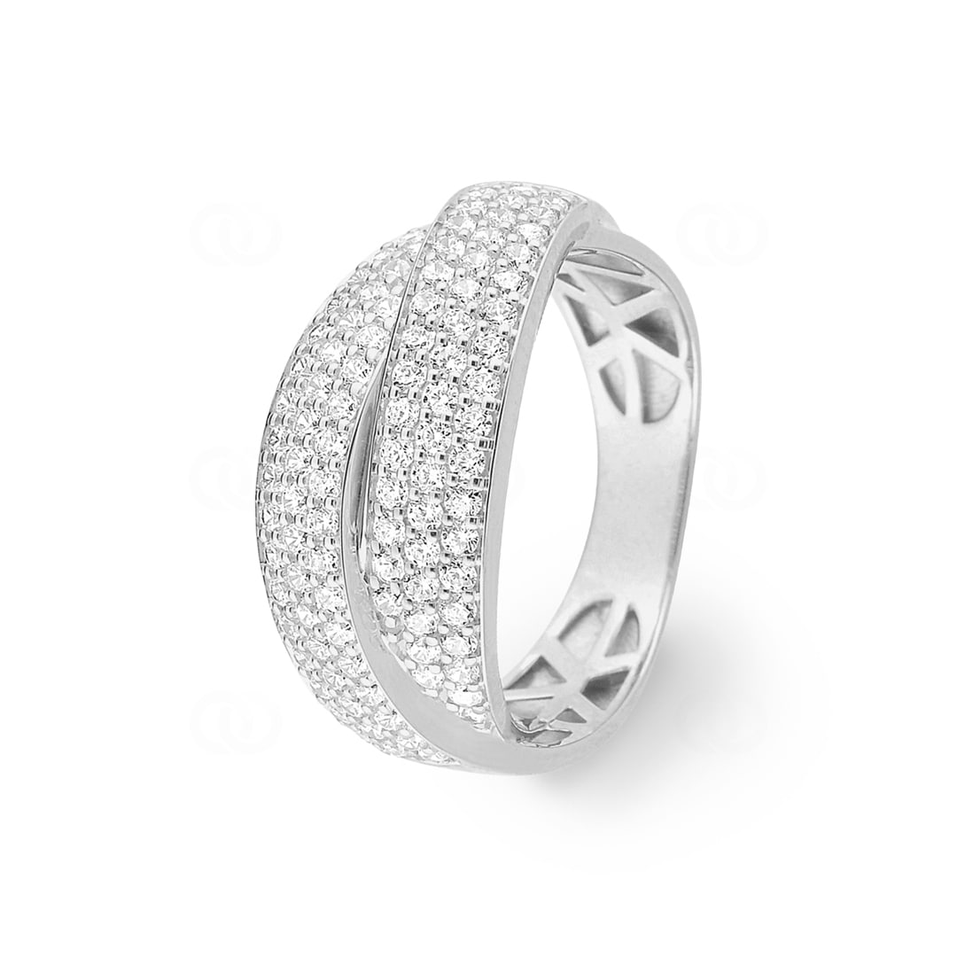 Ring 375/9 K Weissgold mit Zirkonia Pavé