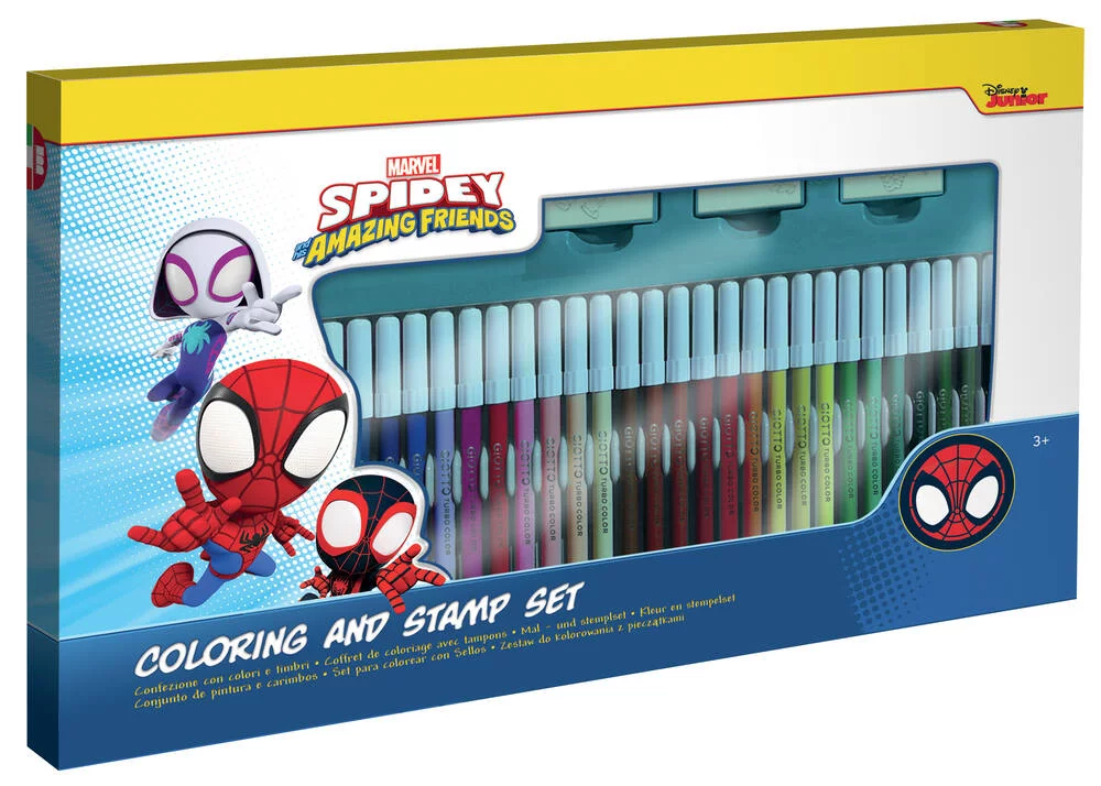 MARVEL SPIDEY - COFFRET 36 FEUTRES 3 TAMPONS