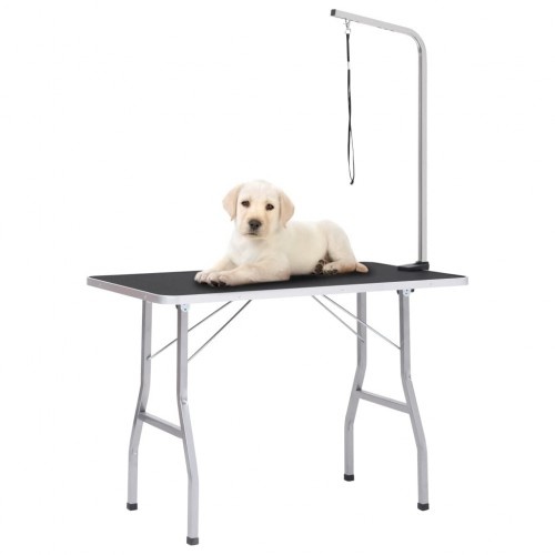 Mesa de tosa para cães na cor prata