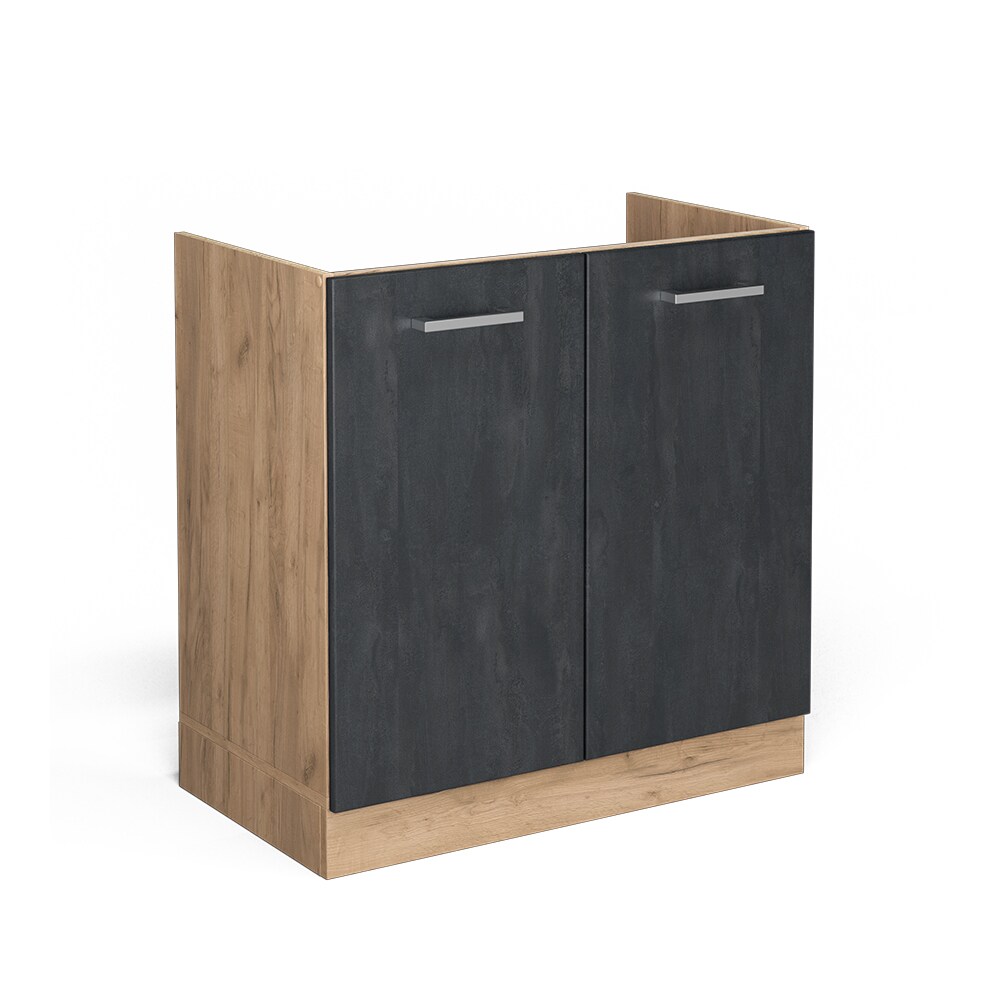 Vicco Spülenunterschrank R-Line Schwarz Beton Eiche 80 cm ohne Arbeitsplatte