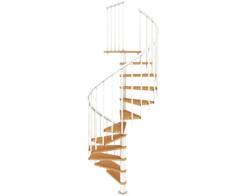 Pertura Cleon wenteltrap, beuken multiplex, Ø 120 cm, wit, 11 treden, 12 stootborden