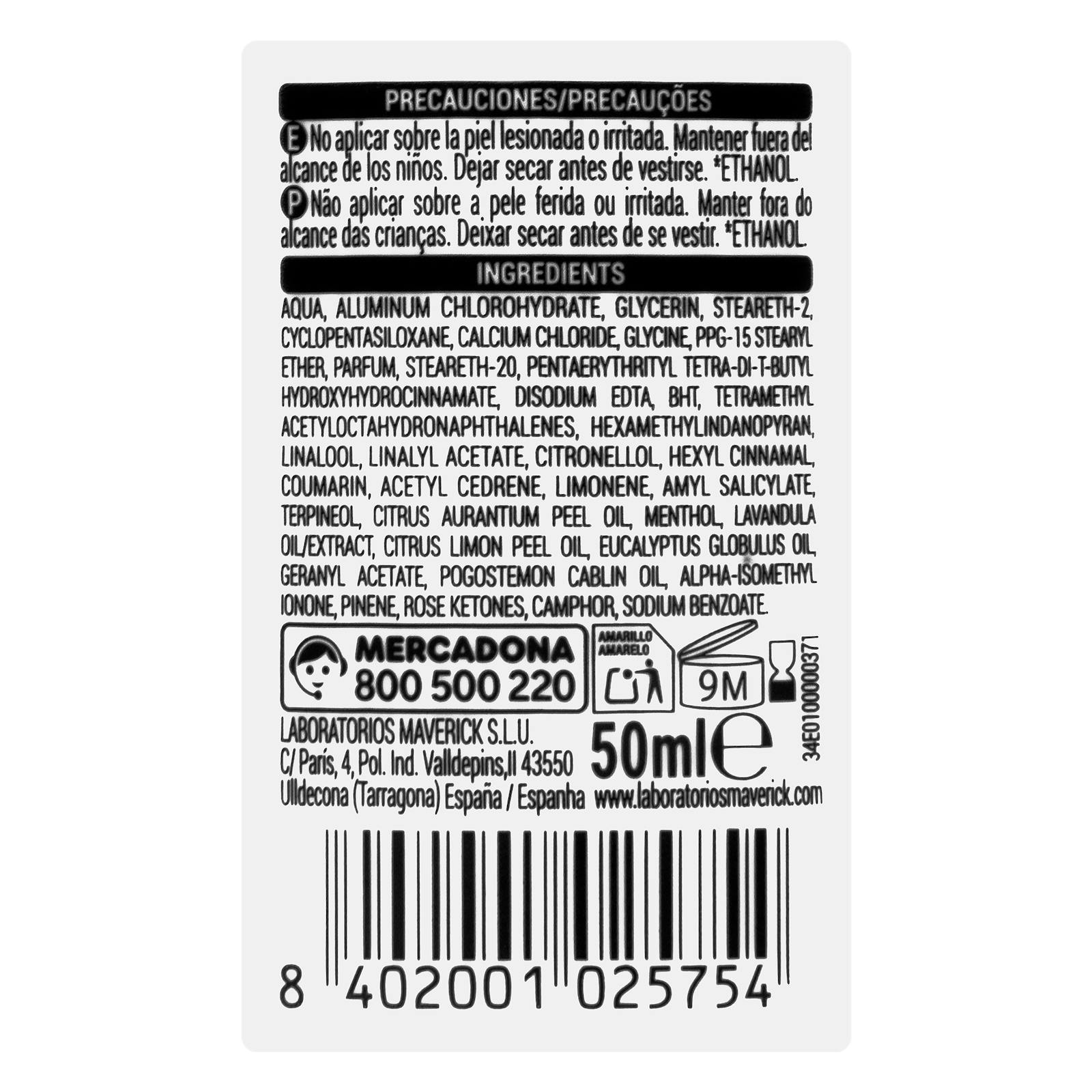 Déodorant anti-transpirant à bille Invisible Men Deliplus