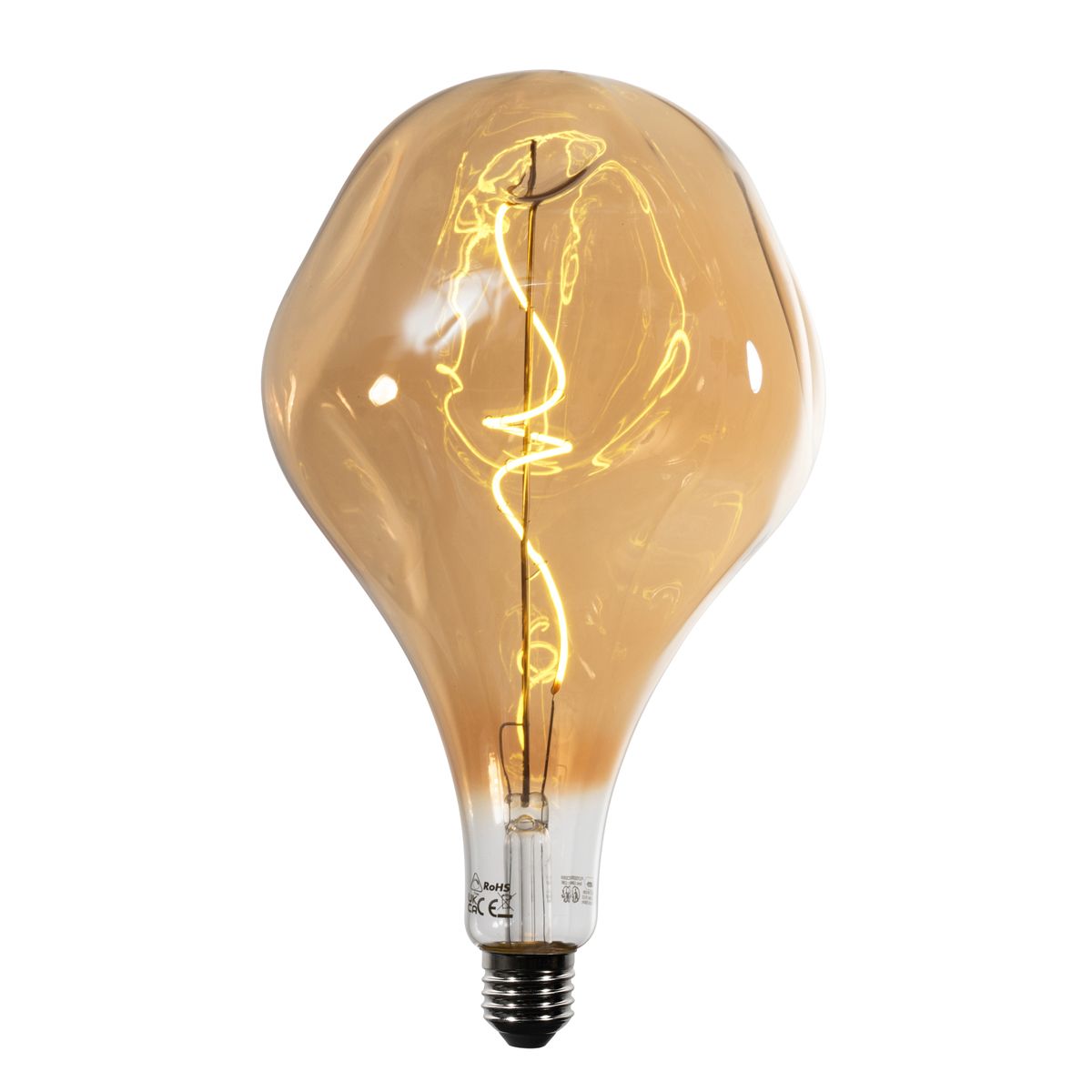 E27 dimbare LED lamp spiraal filament PS160 spiegel goud 6W 100 lm 1800K