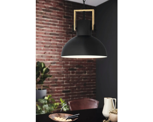 Hanglamp, 1-lichts, HxB 110x30 cm, zwart/bruin