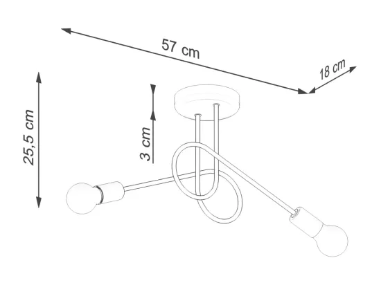 Lustre Loop minimaliste en acier - 2 sources lumineuses - L.57 x H.25,5 cm - noir