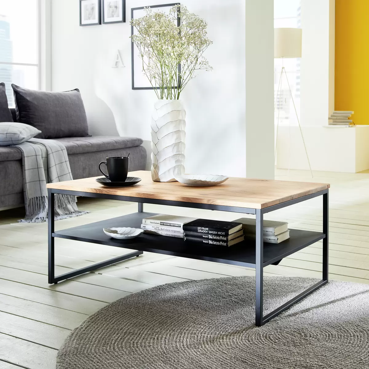 Salontisch Massivholz Vermont Schwarz