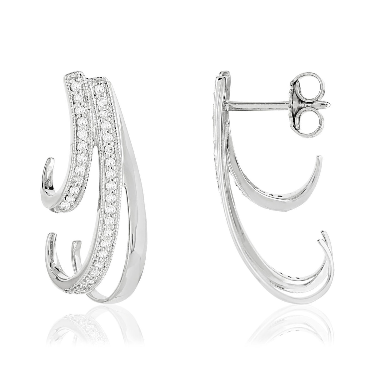 Boucles d'oreilles or 750 blanc diamants