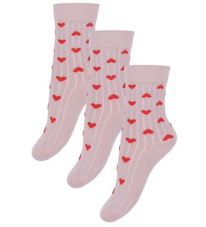 Minipop Socken - Rib - Bambus - 3er-Pack - Rose Heart