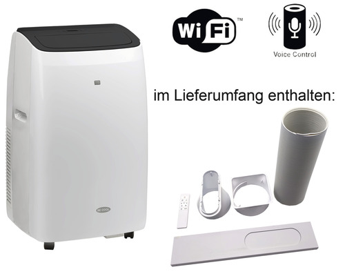 Draagbare Wi-Fi-airconditioner met afvoerslang, 9000 BTU, stil, wit, kamergrootte tot 80 m³/32 m², lokale airconditioner