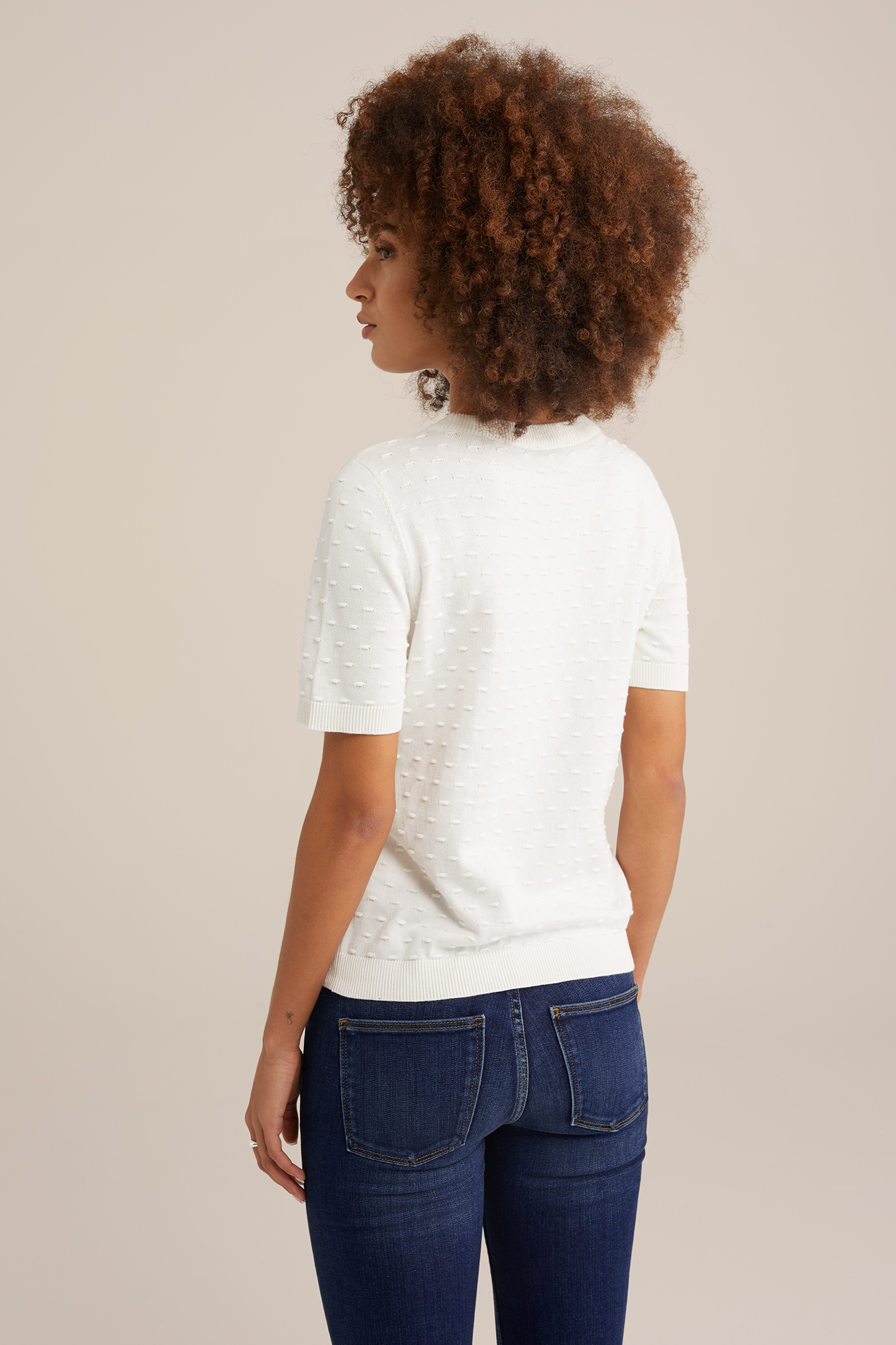 trui met structuur WE Fashion Gebroken wit