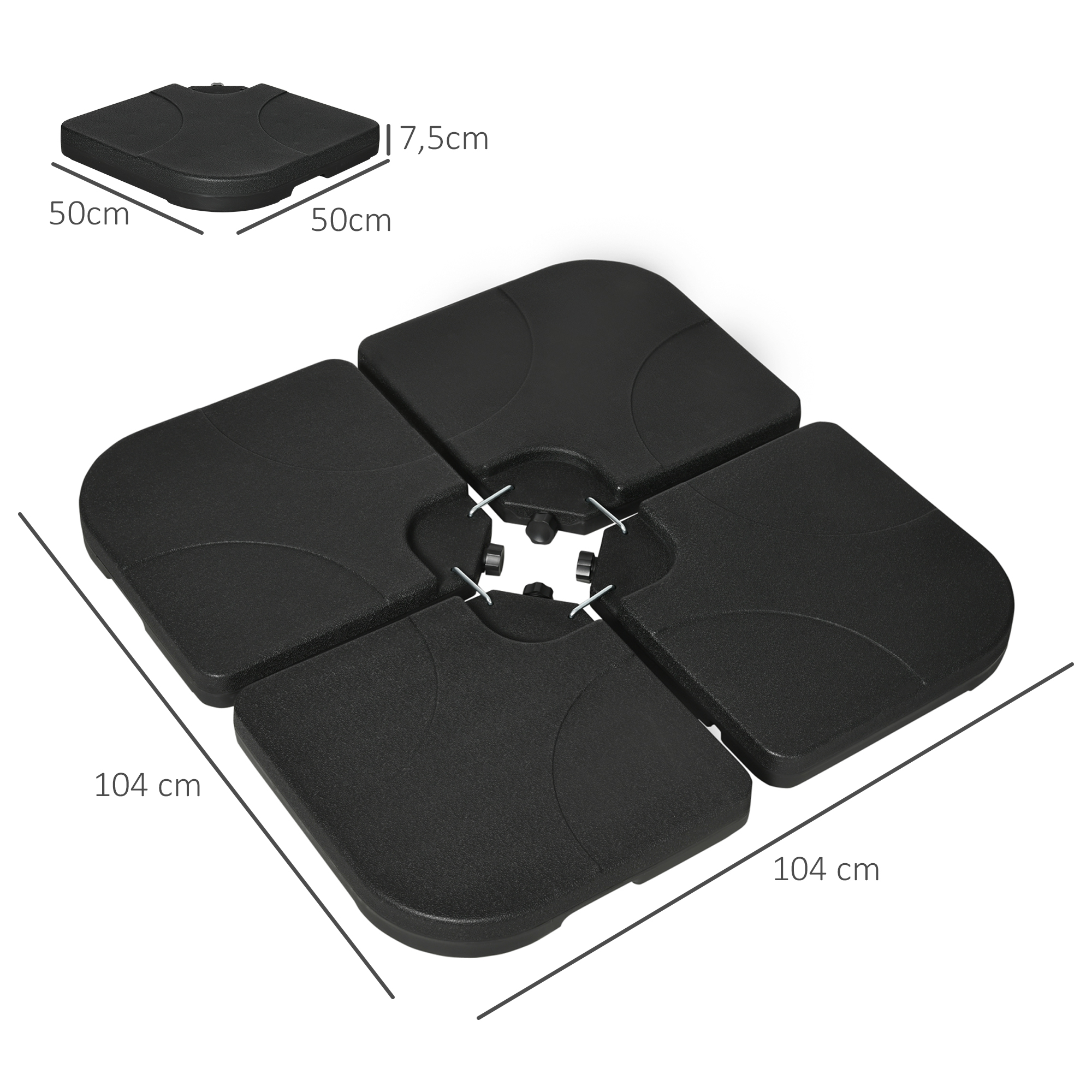 Outsunny Base de Sombrilla Negro