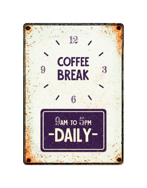 Plenty Gifts Bord Blik Coffee Break - Cadeau - 14.8x21 cm