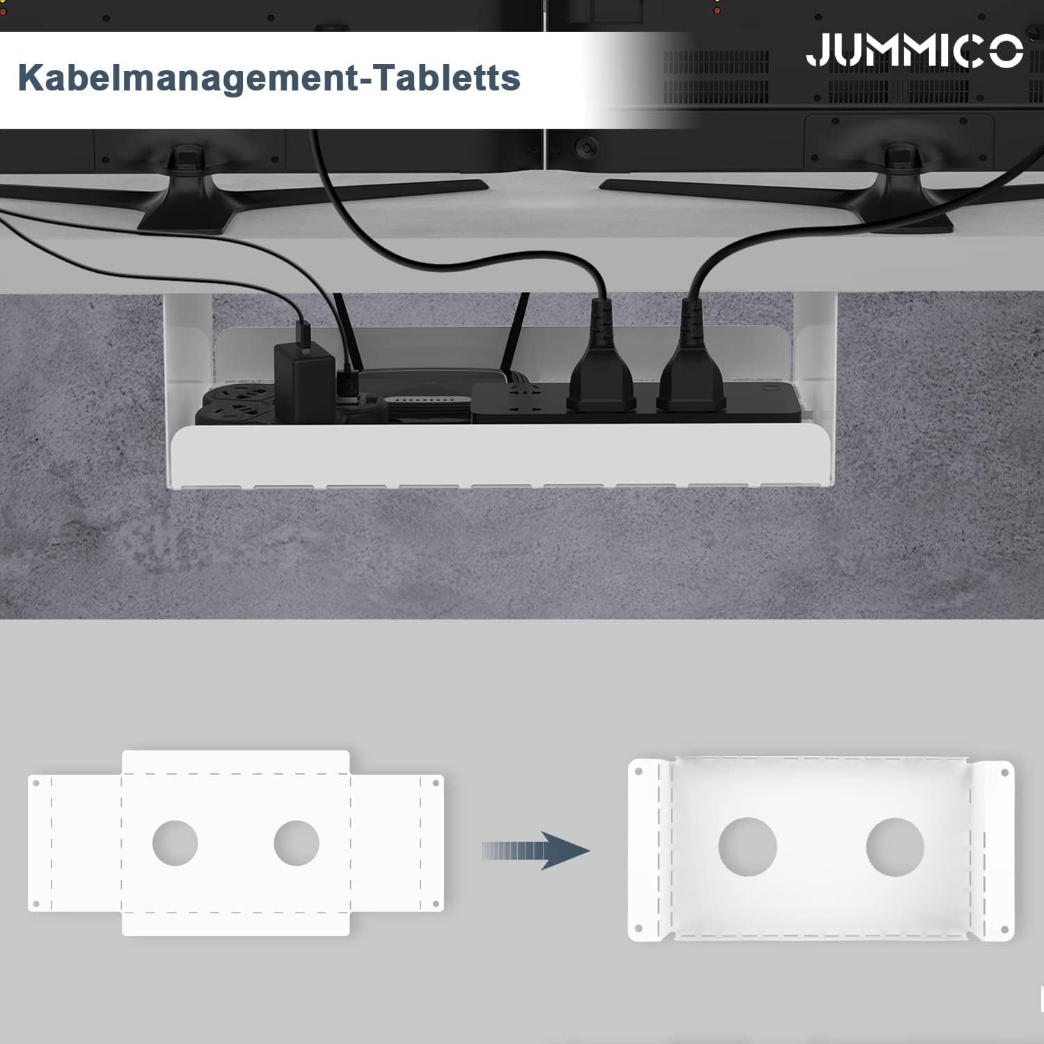 JUMMICO Höhenverstellbarer Schreibtisch mit Kabelloser Ladestation und Euro-Steckdose mit USB, Schreibtisch Höhenverstellbar Elektrisch Stehtisch, Standing Desk (Grau 180x80cm)
