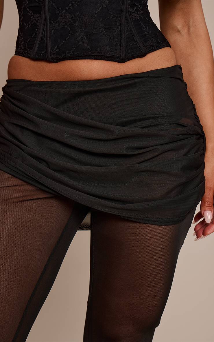 Noir Pantalon Évasé En Mesh Avec Détail Croisé