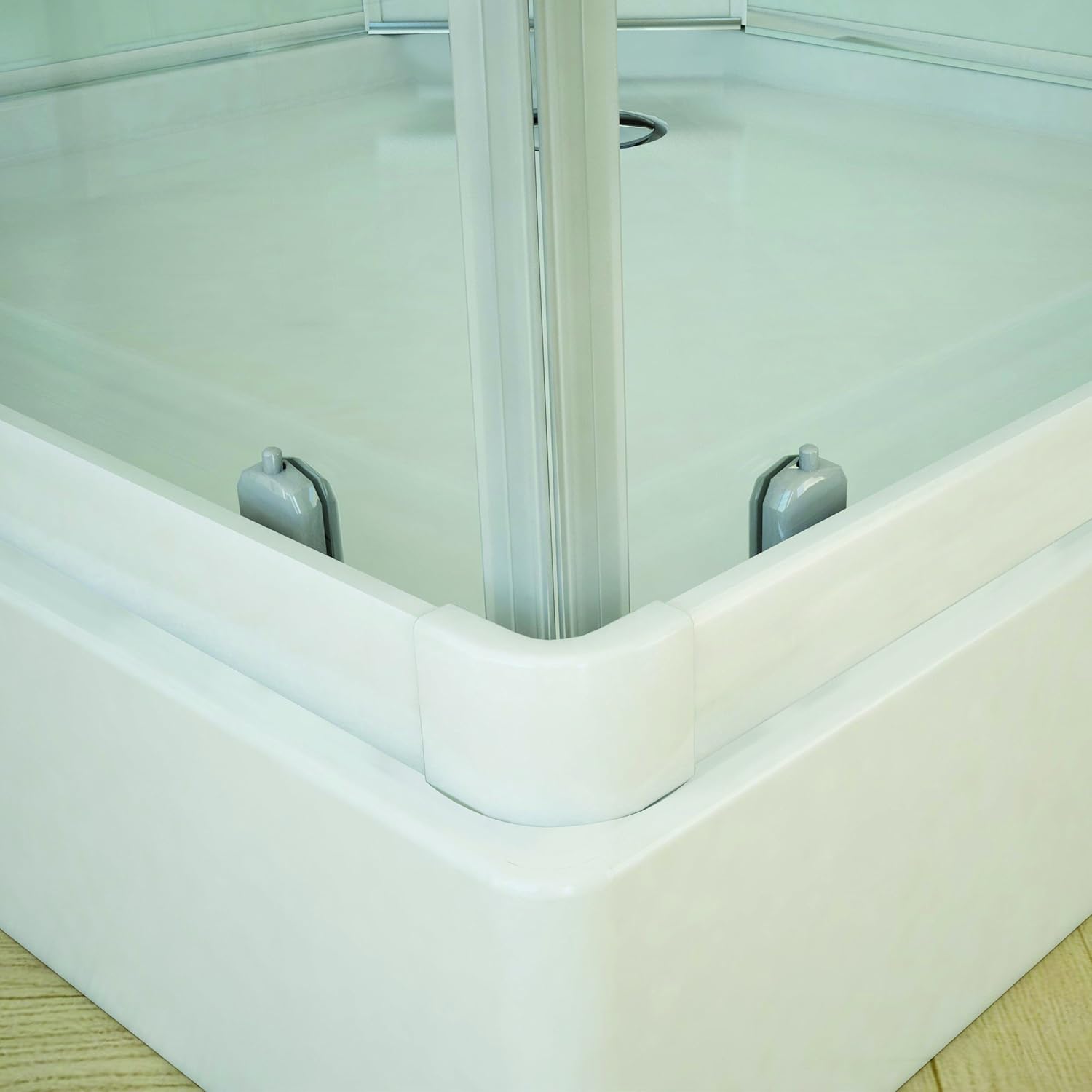 Duschmeister Komplettdusche Fertigdusche Astoria 80 cm, 195 cm hoch Duschkabine Eckdusche Eckeinstieg mit vier Wänden rundum geschlossen komplett Dusche