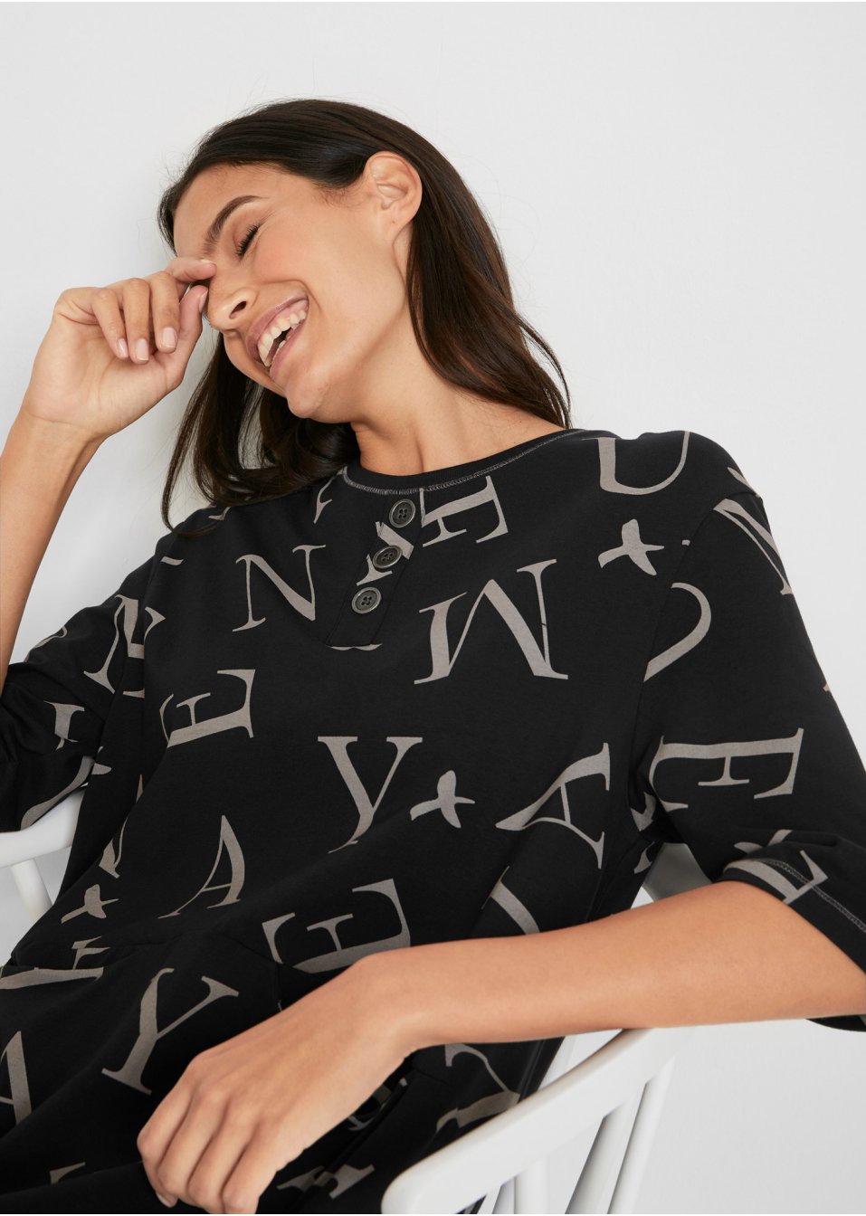 Robe coton ample avec poches, mi-manches