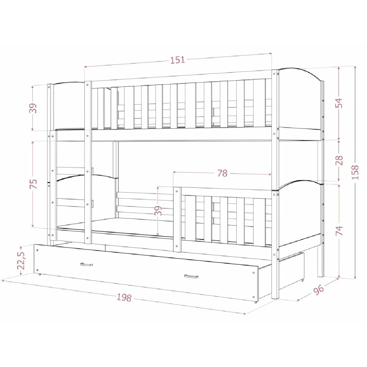 kids literie TOMY 3 places 90x190