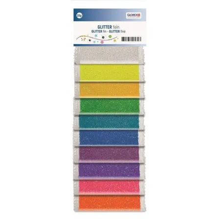 Glorex Glitter fein, sortiert in 10 leuchtkräftigen Farben, 20 g
