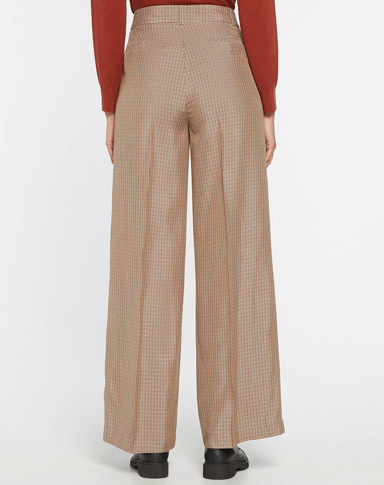Galeries Lafayette Pantalon large et fluide imprimé pied-de-poule marron