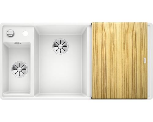 Blanco AXIA III 6 SF spoelbak, 990 x 500 mm, wit, 524666, 1 bak met afdruipgedeelte, bak links met secundaire bak