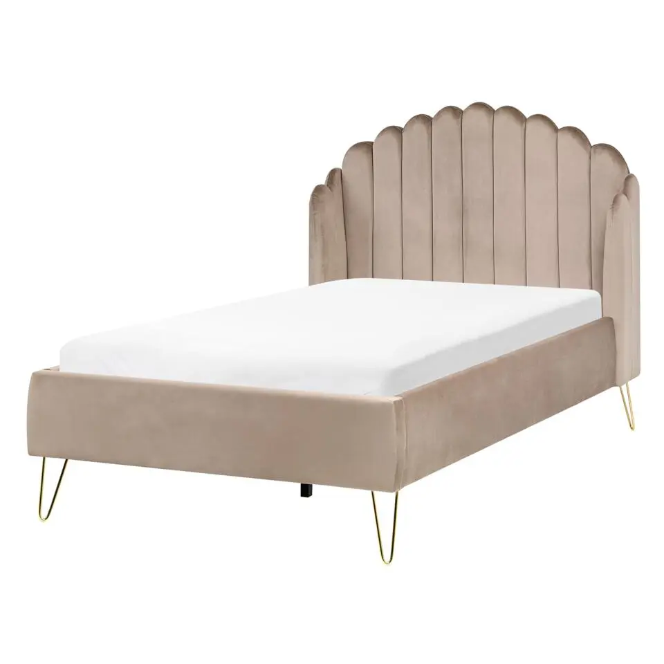 AMBILLOU - Bed - Taupe - 120 x 200 cm - Fluweel
