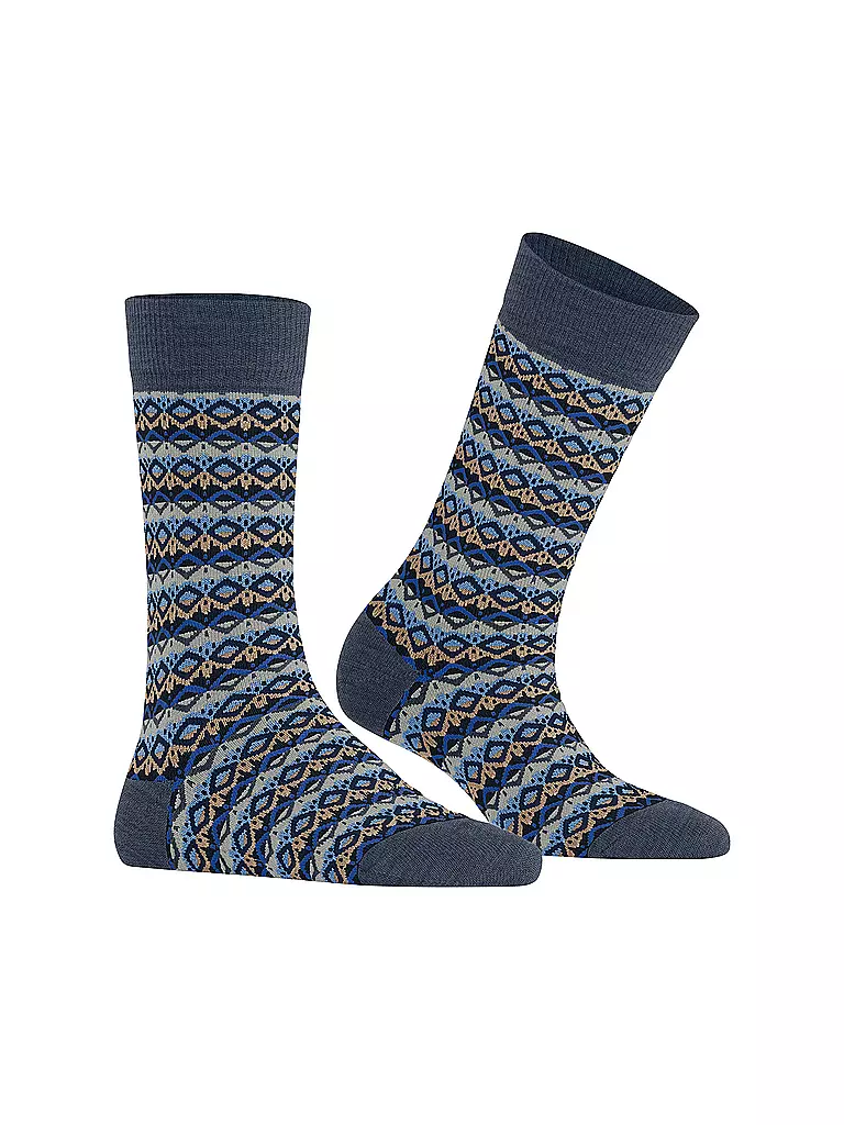 BURLINGTON Damen Socken MODERN FAIR ISLE 36-41 dark blue melange blau