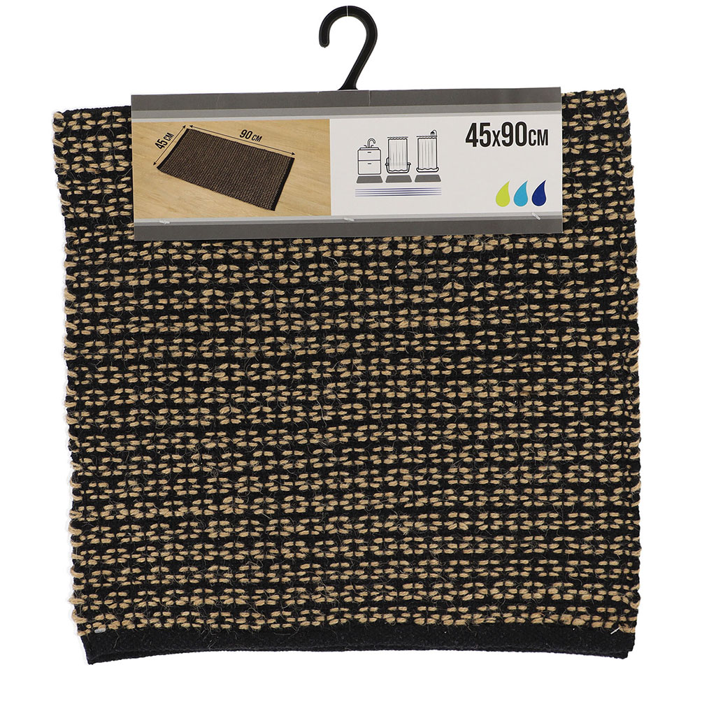 Tapis bain Hanoi noir naturel 45x90cm