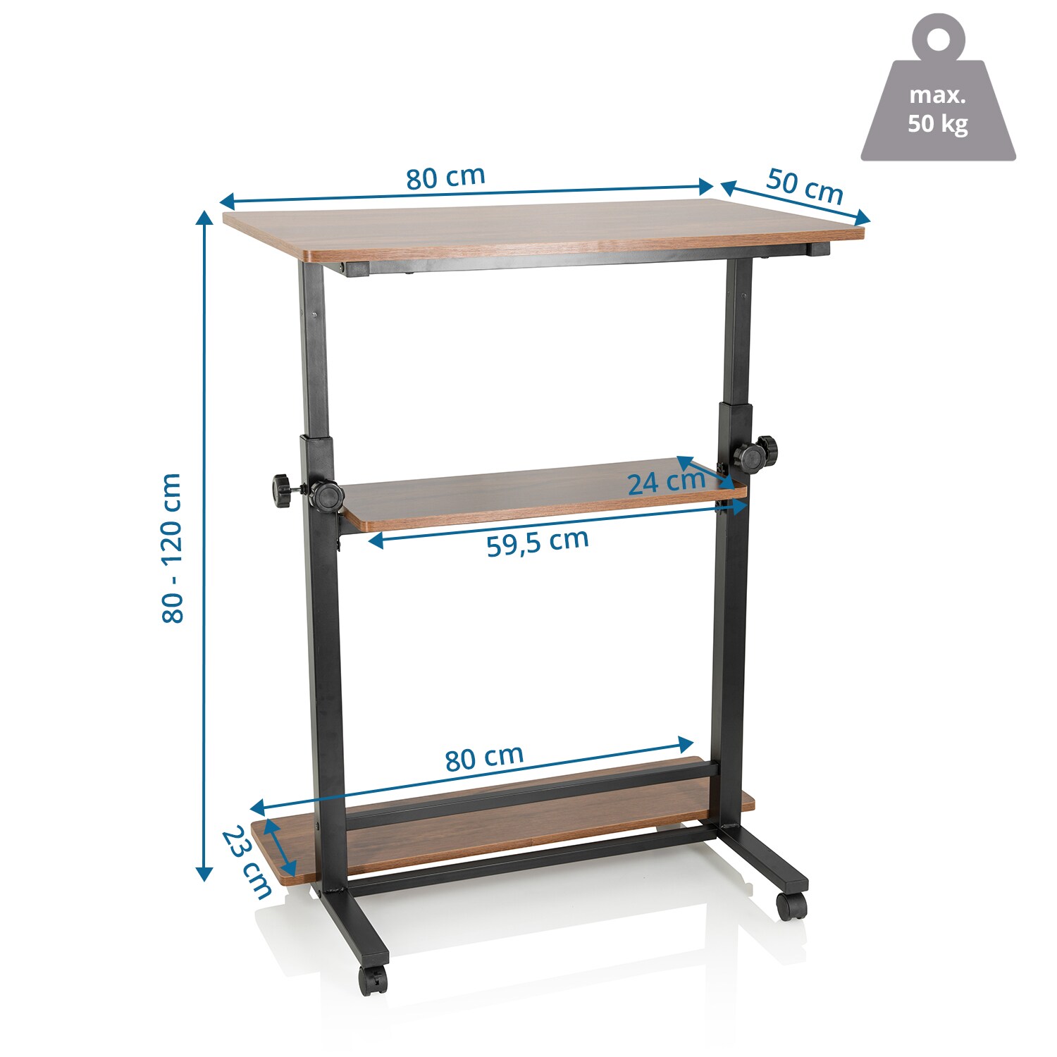 Stehschreibtisch WORKSTATION II Melaminharzbeschichtete Spanplatte, Gestell pulverbeschichteter Stahl hjh OFFICE