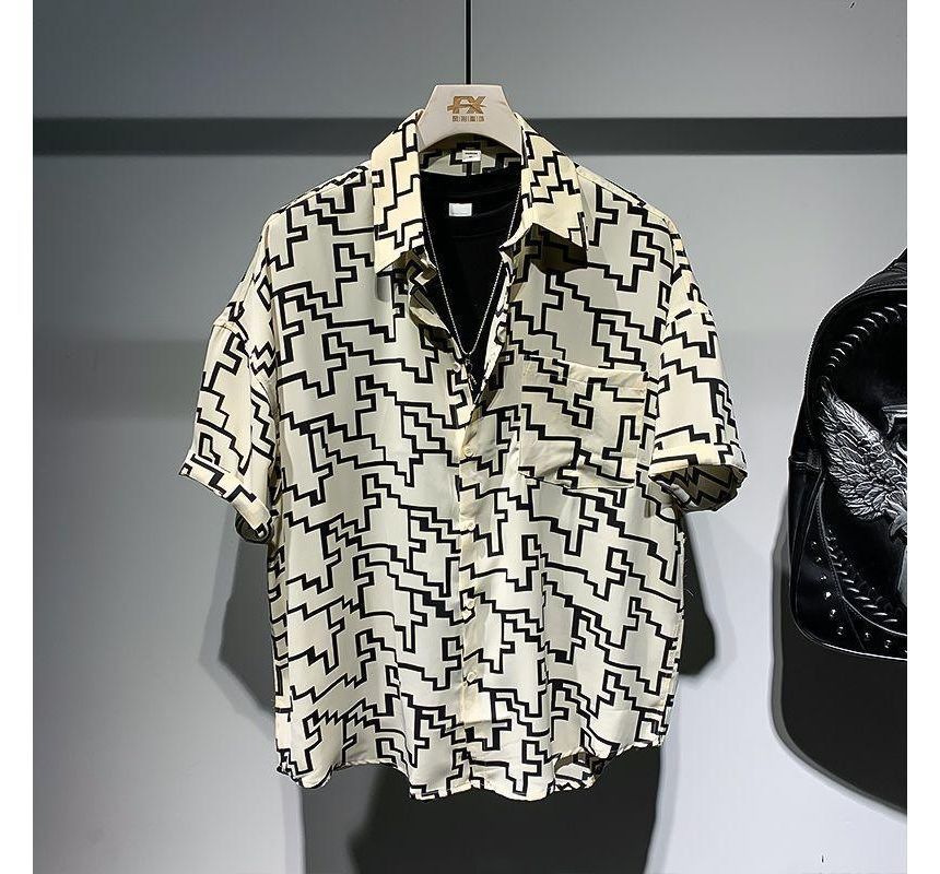 Fluffush - Shirt met korte mouwen, kraag en patroonprint