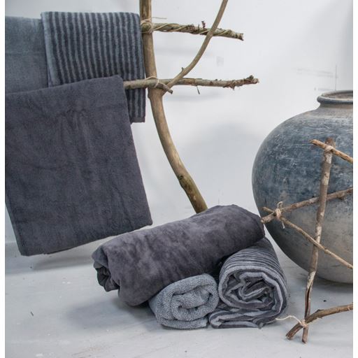 OMHU Frotté Stripe Håndklæde, Grey, 50x100 cm