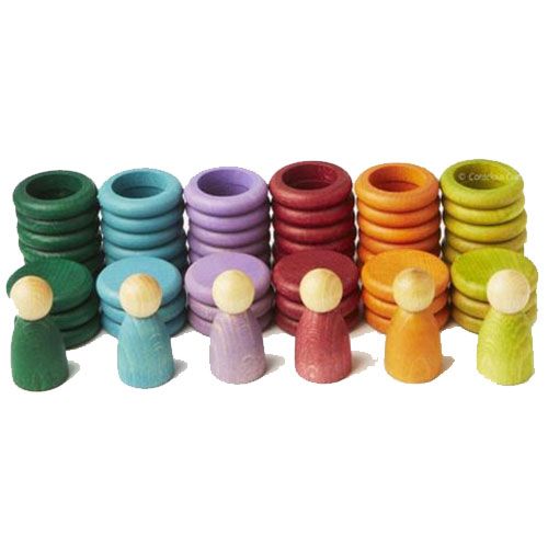 Grapat houten nins® poppetjes met ringen en schijfjes - herfst 15-102B