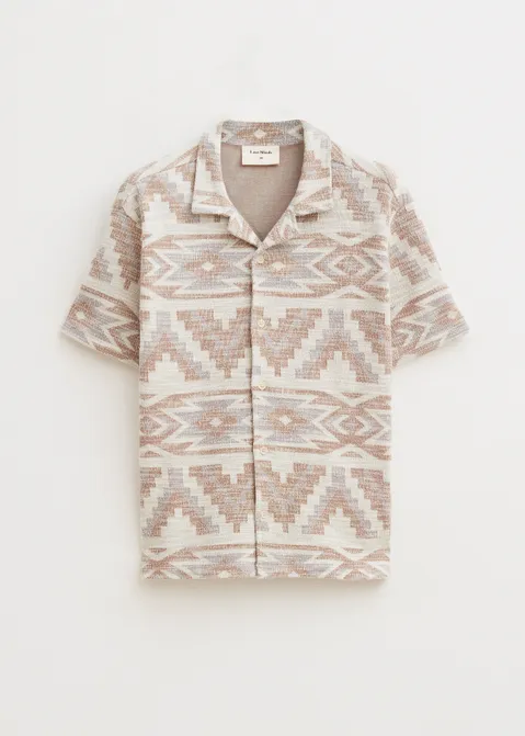 Overhemd jacquard zand (ZAND)