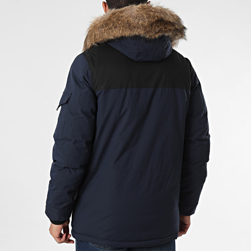 Parka Capuche Fourrure Bleu Marine