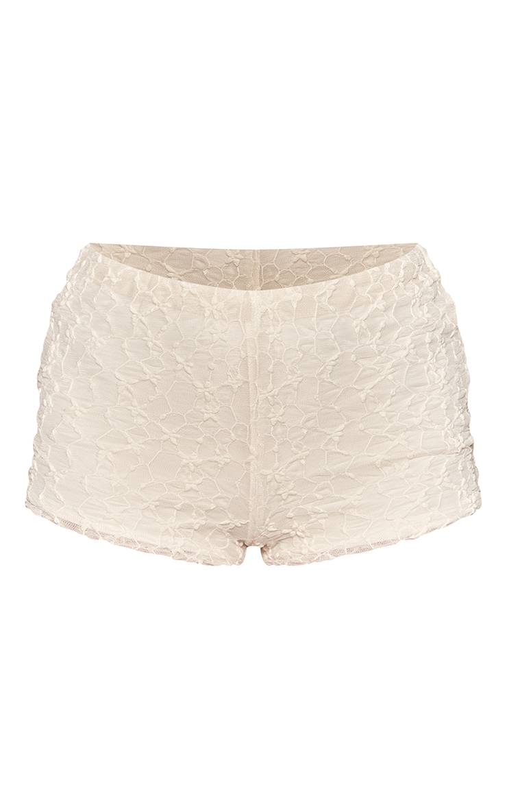 Crème Ensemble Coordonné Short En Dentelle