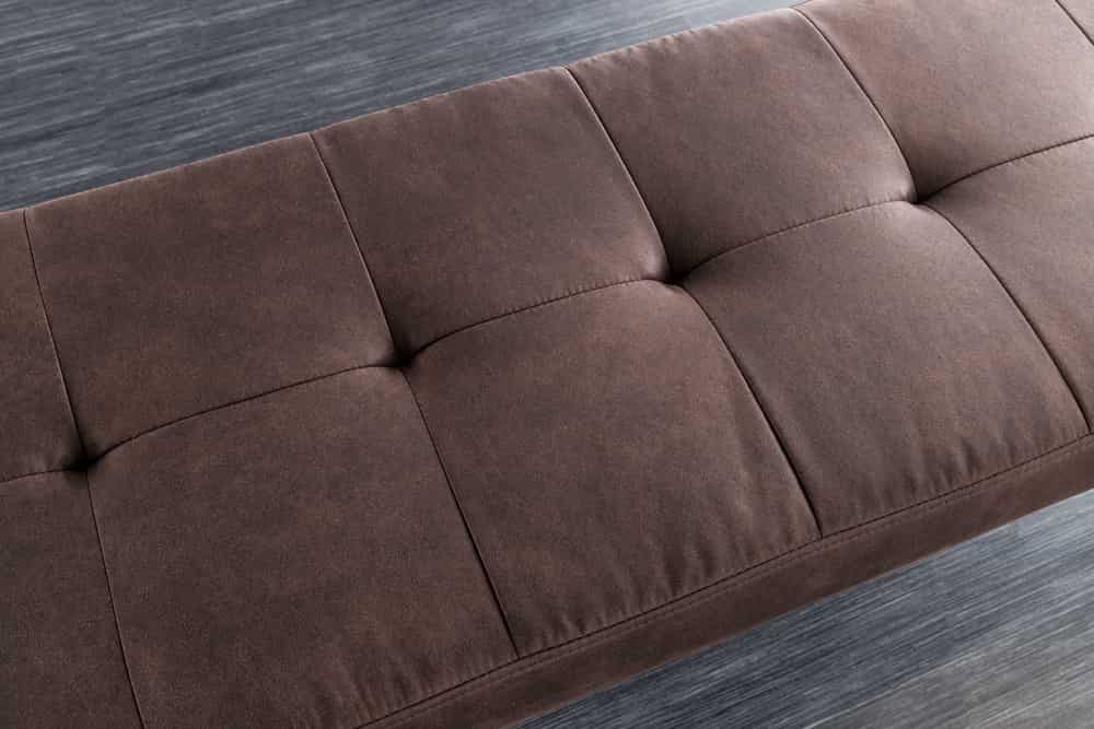 Design Sitzbank BOUTIQUE 100cm antik braun Microfaser schwarze Metallbeine Polsterbank