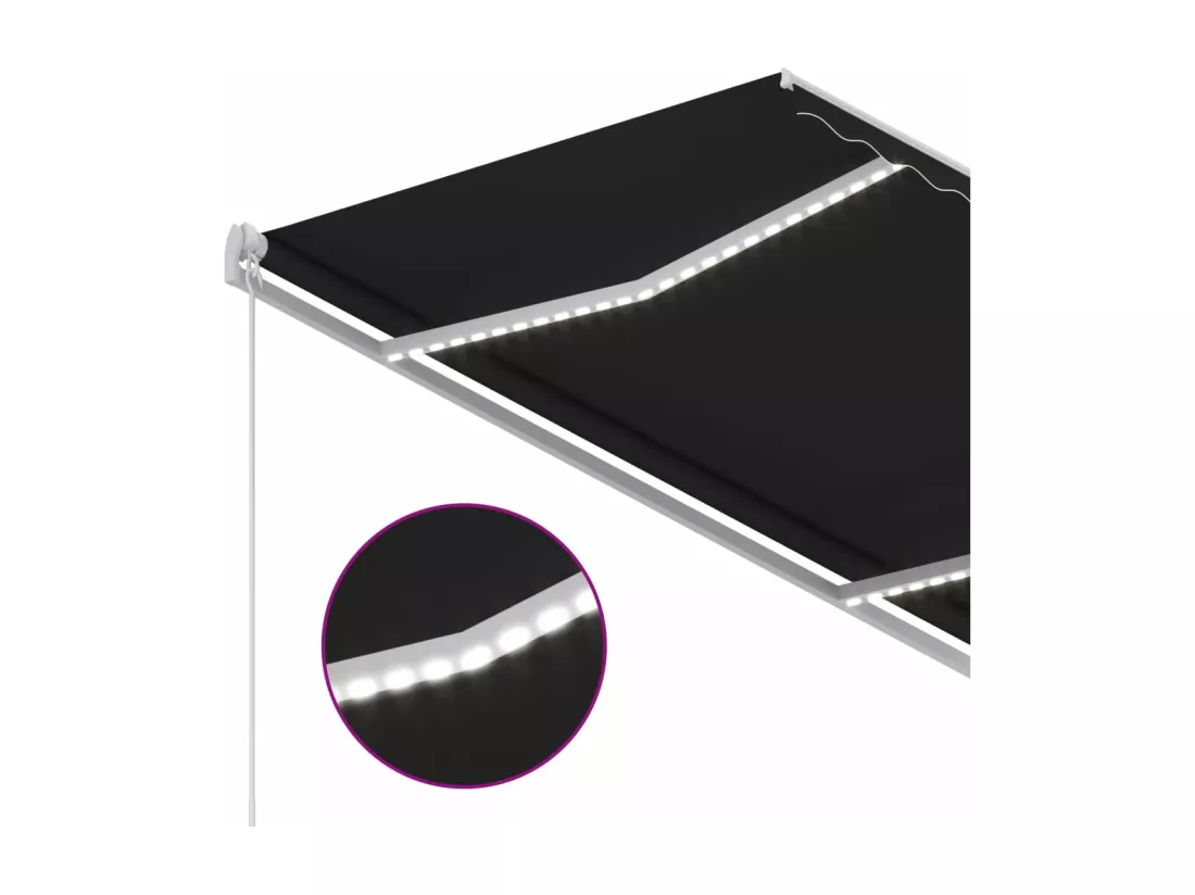 Auvent automatique capteur de vent et LED 3x2,5 m Anthracite