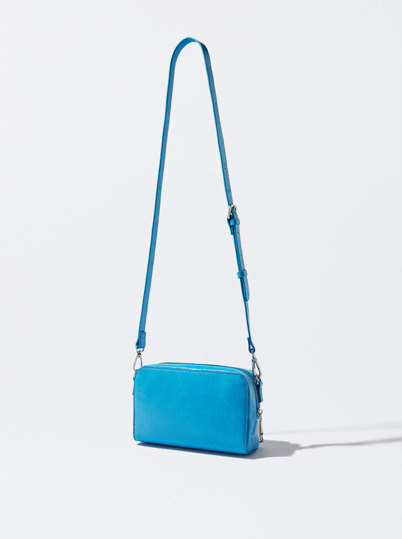 Bolsa de ombro em couro envernizado - Azul