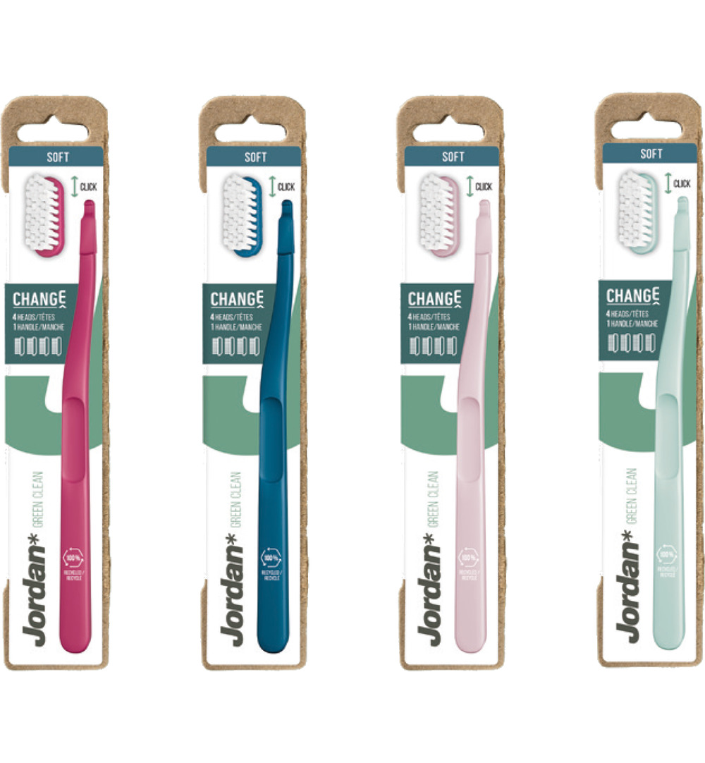 10x Jordan Tandenborstel Green Clean Change Soft 4-pack (1 set)