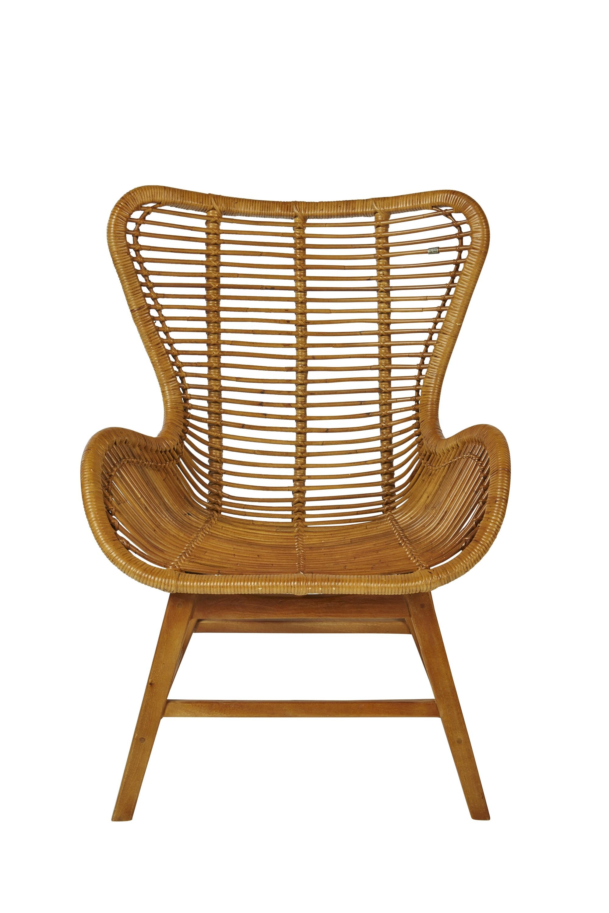 Sessel Rattan natur Relaxchair Relaxsessel Wohnzimmerstuhl Teakholz Stuhl