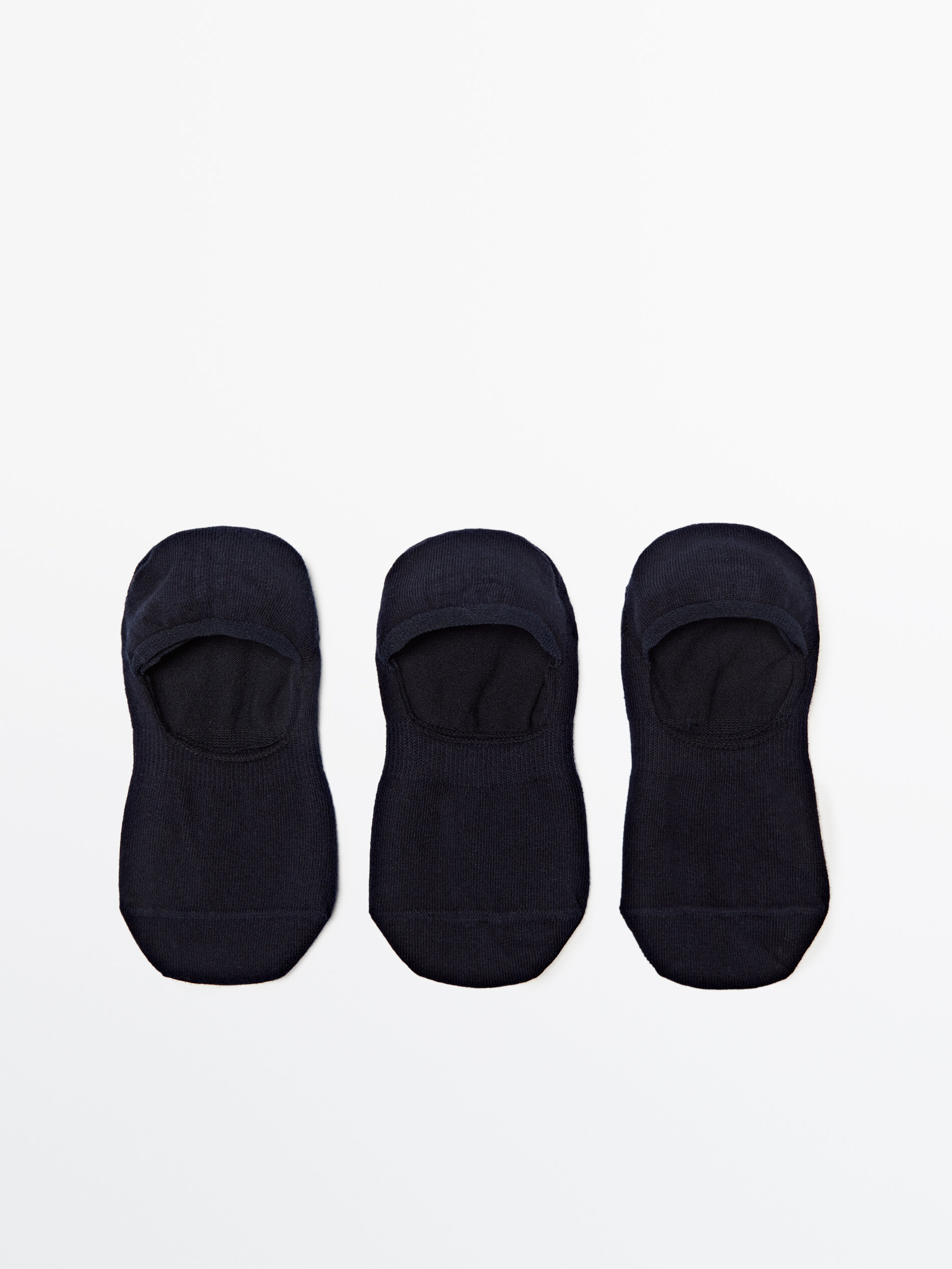 Pacote com 3 pares de meias invisíveis em mistura de algodão - AZUL MARINHO