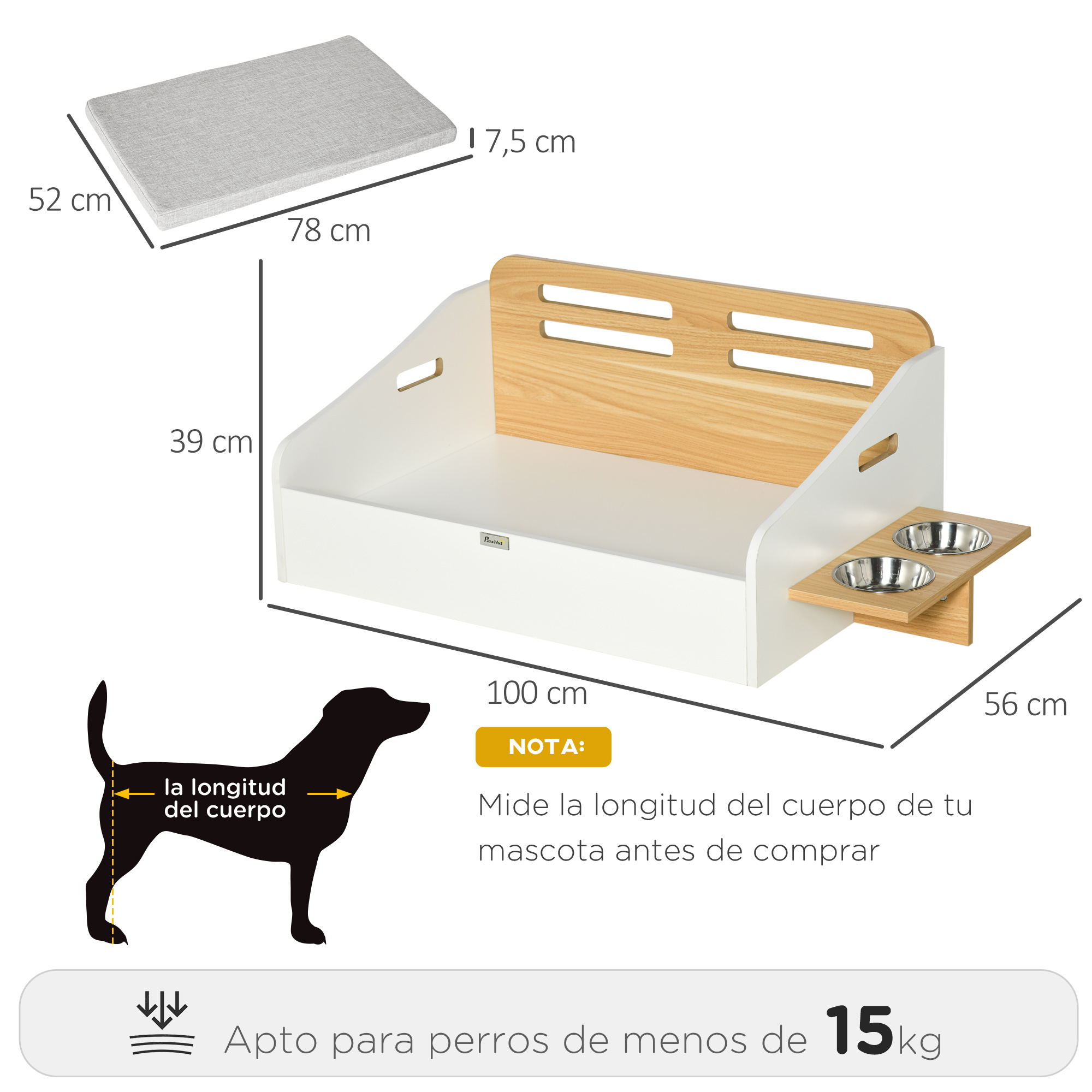 Cama de madeira PawHut para cães e gatos