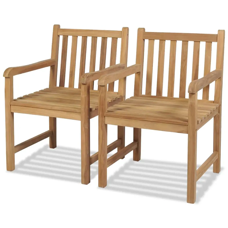 vidaXL - Tuinstoel - Bruin - Teakhout - 2 stuks