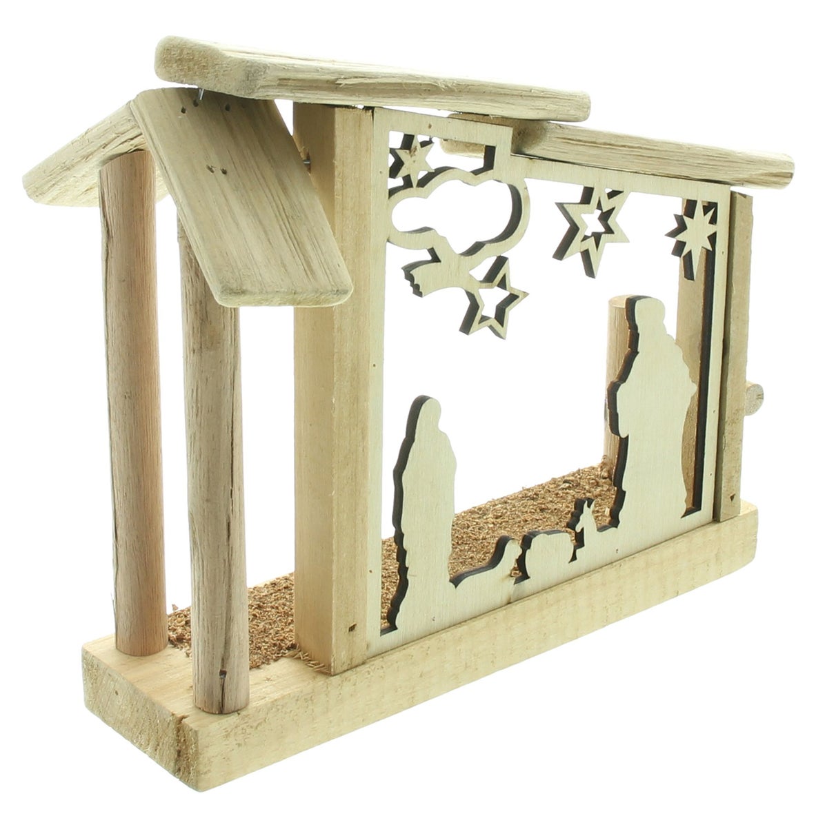 FRANK FLECHTWAREN | LED-kerststal Heilige Familie, 23 x 10 x 21 cm, EIKEN, PLASTIC