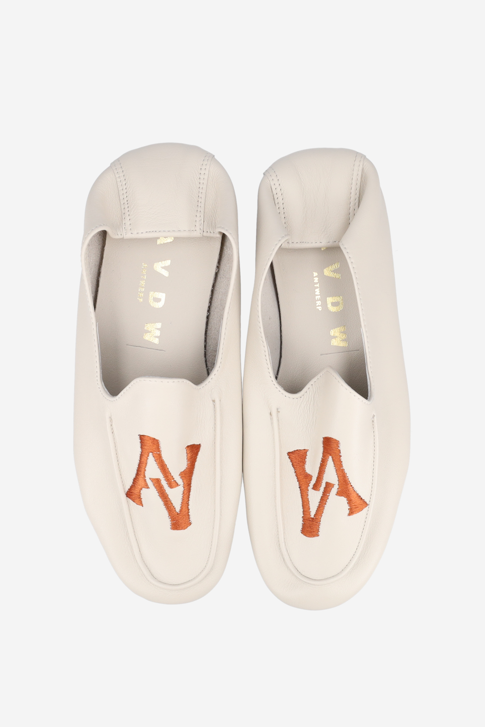 Logo embroidered leather loafers