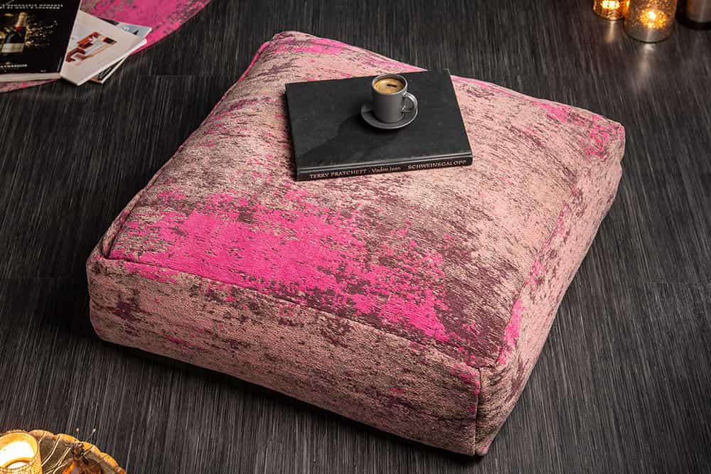 Design Bodenkissen XL MODERN ART 70cm rot pink abstraktes Muster Sitzpouf