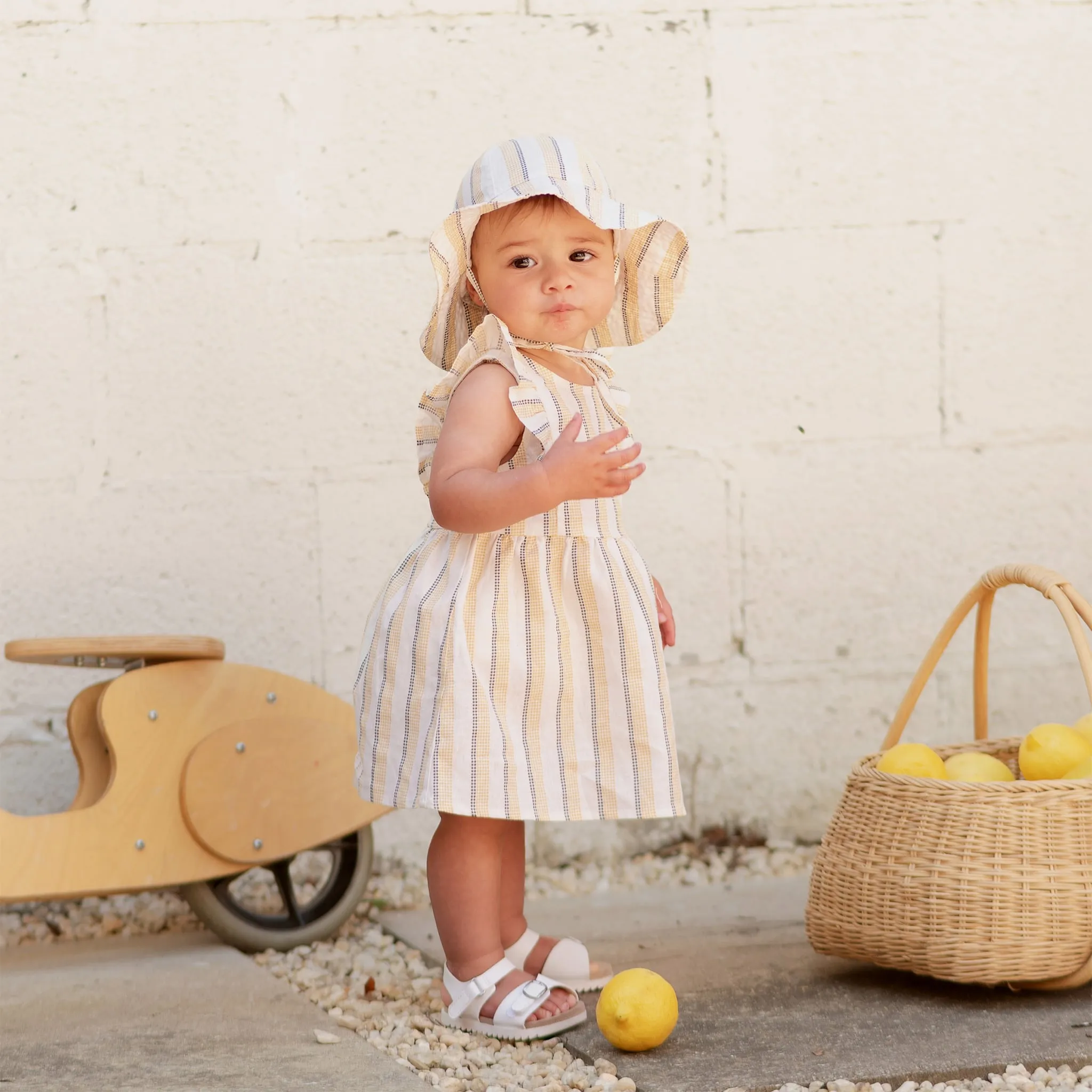 Firsts par Petit Lem Chapeau Rayé Citron 0-24mois